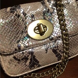 Coach Iridescent Snakeskin Crossbody Bag with Gold Chain